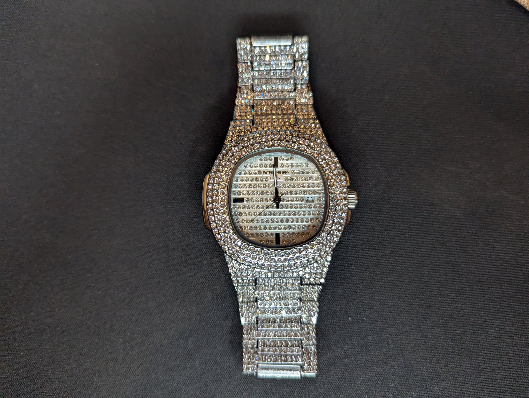 PREMIUM ICED OUT SILVER DIAMOND WATCH