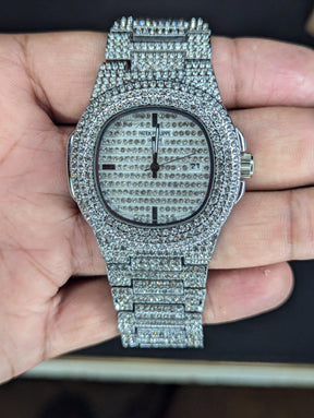 PREMIUM ICED OUT SILVER DIAMOND WATCH