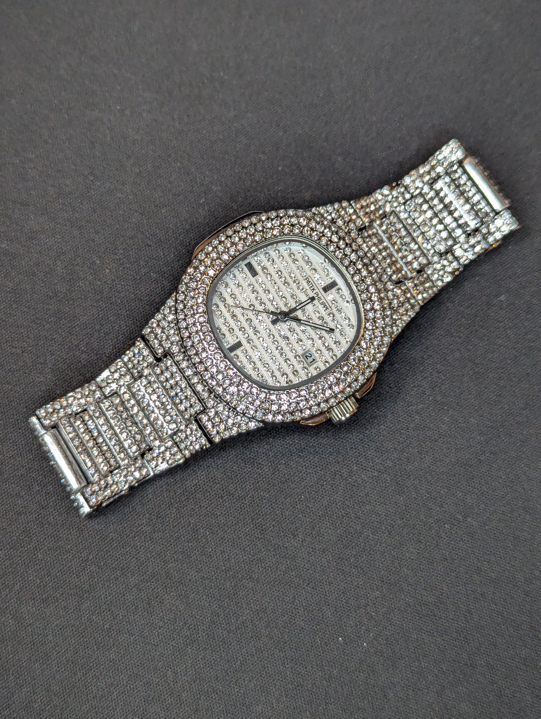 PREMIUM ICED OUT SILVER DIAMOND WATCH